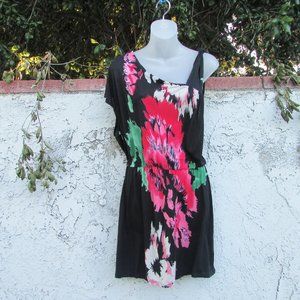 Free People black floral viscose tunic M